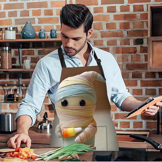 Funny Cat Apron with 2 Pockets Waterproof for Men Women Kitchen Garden Decor - Image 5