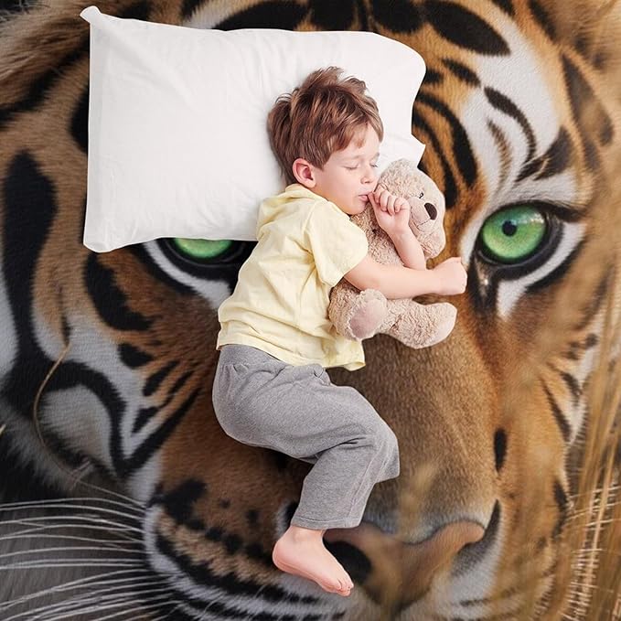 Beautiful Tiger Animal Nature Forest Super Soft Throw Blanket, Rustic Grass Brown Flannel Fleece Decorative Throw for Sofa Couch Bedroom Decor Outdoor Use 50"x60"