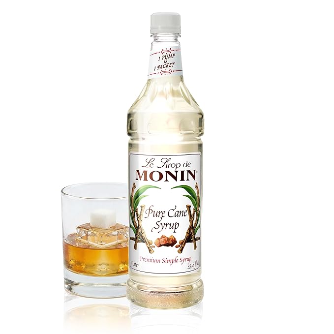 Monin - Pure Cane Syrup, Pure and Sweet, Great for Coffee, Tea, and Specialty Cocktails, Gluten-Free, Non-GMO (1 Liter)