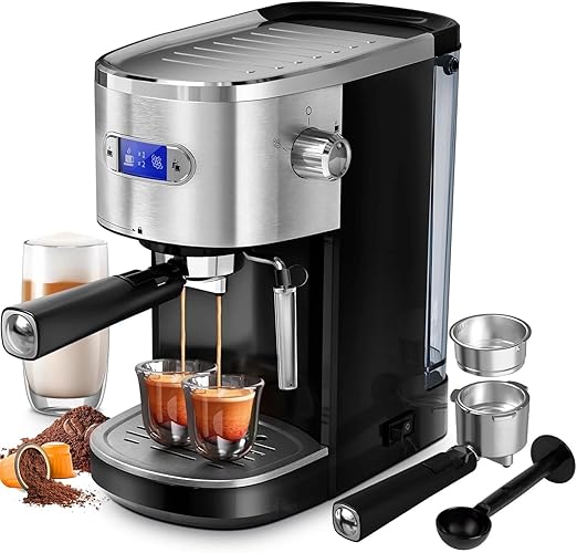 COWSAR Commercial Espresso Machine 20 Bar, Compact Espresso Maker with Milk Frother Steam Wand, Expresso Coffee Machines with 45 OZ Removable Water Tank for Cappuccino, Latte, Home