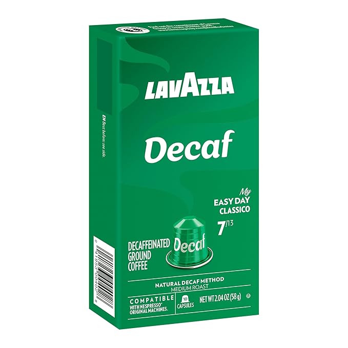 Lavazza Espresso Maestro Decaf (DEK) Aluminum Capsules Compatible with Nespresso* Original Machines, Medium Espresso Roast, Arabica and Robusta Blend, Packaging Vary,10 Count(Pack of 12)