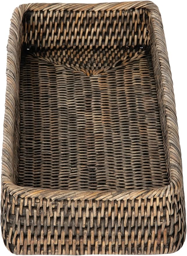 La Jolla Elongated Rattan Vanity Tray (Black-Wash)