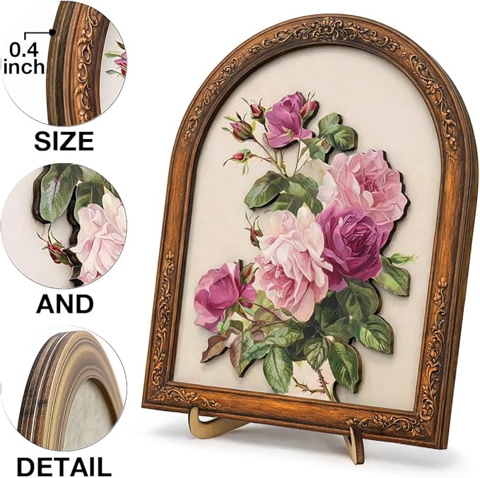 Vintage Pink Rose Wall Art Sign for Bedroom Decor, French Country Floral Wall Decor, 8x10 Inch