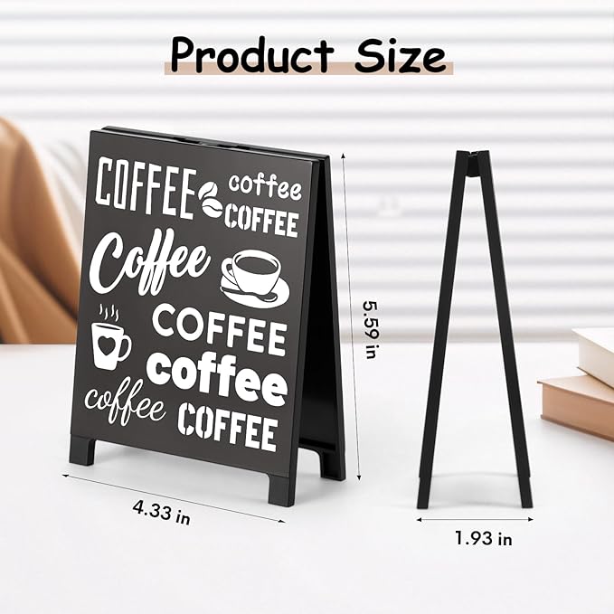Coffee Bar Accessories Decor: Black Coffee Station Corner Decorations Sign for Kitchen Desk Tabletop Shelf