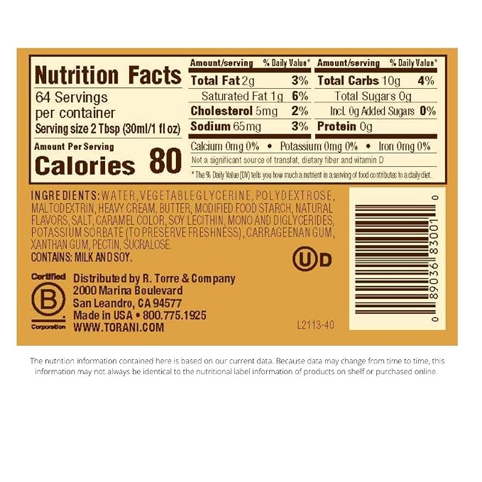 Torani Sugar Free Sauce, Caramel, 64 Ounces - Image 2