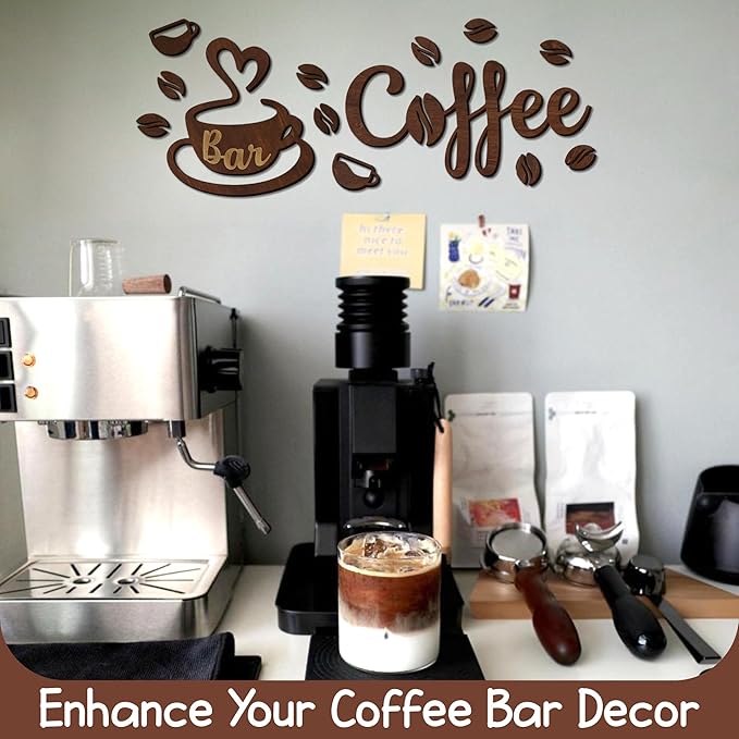Woodamore Coffee Bar Signs for Wall Decor - Vintage Coffee Signs Decor for Kitchen, Cafe Decorations for Home Bar Accessories, Farmhouse Cafe Sign
