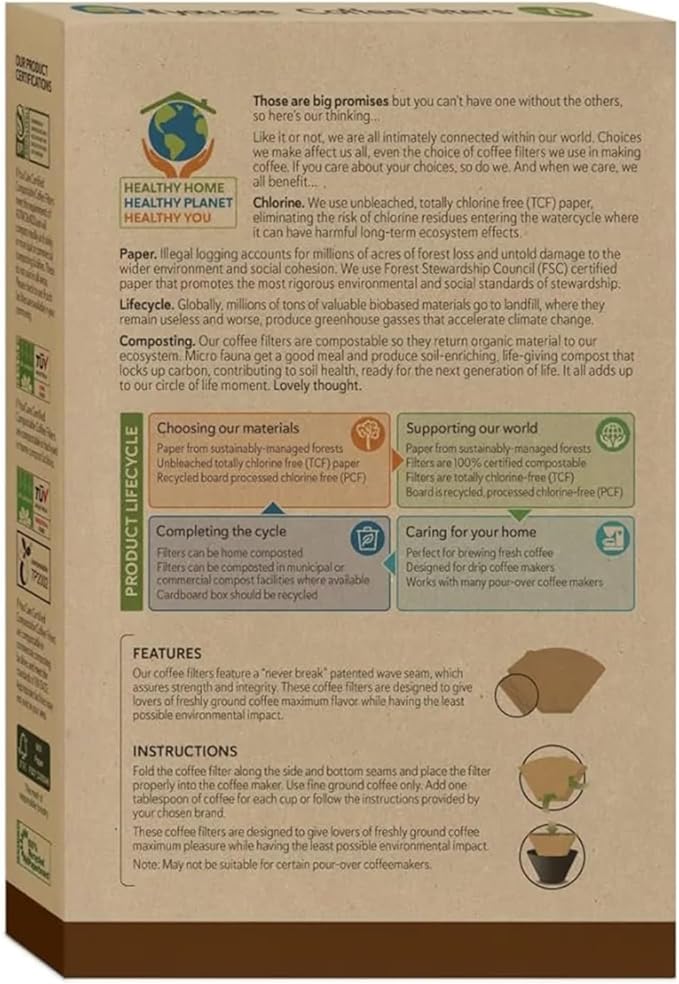 If You Care Coffee Filters No. 4, 100 Count – Unbleached, Chlorine-Free Paper Filters, FSC Certified, Compostable [Pack of 4]