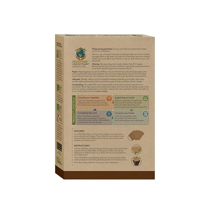 If You Care Coffee Filters No. 4 – Unbleached, Chlorine-Free Paper Filters, FSC Certified, Compostable