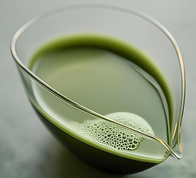 Matcha Bowl with Spout, Lead-Free Glass Tea Bowl with Pour Spout 7 Oz, Japanese Style Chawan, Matcha Ceremony Accessories