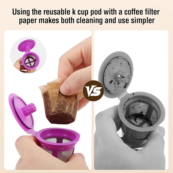 Disposable K Cup Filters with Lid, Coffee Filter Paper for Brewers Single Serve 1.0 and 2.0, Use with Reusable K Cup Pods (Natural, 200 Count)