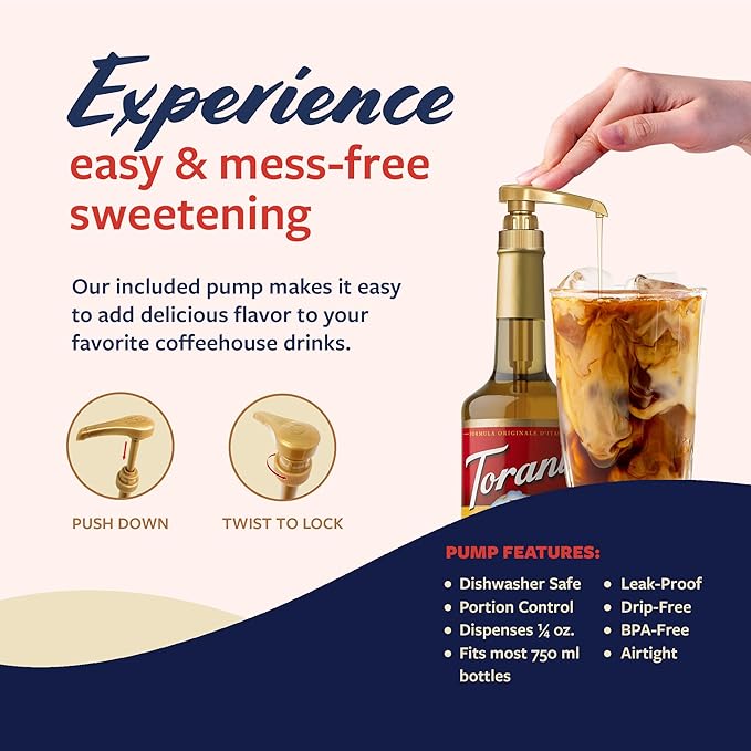 Torani Coffee Syrup, Cupcake Flavoring for Drinks, Glass Bottle with Pump Included, 25.4 Fl Oz