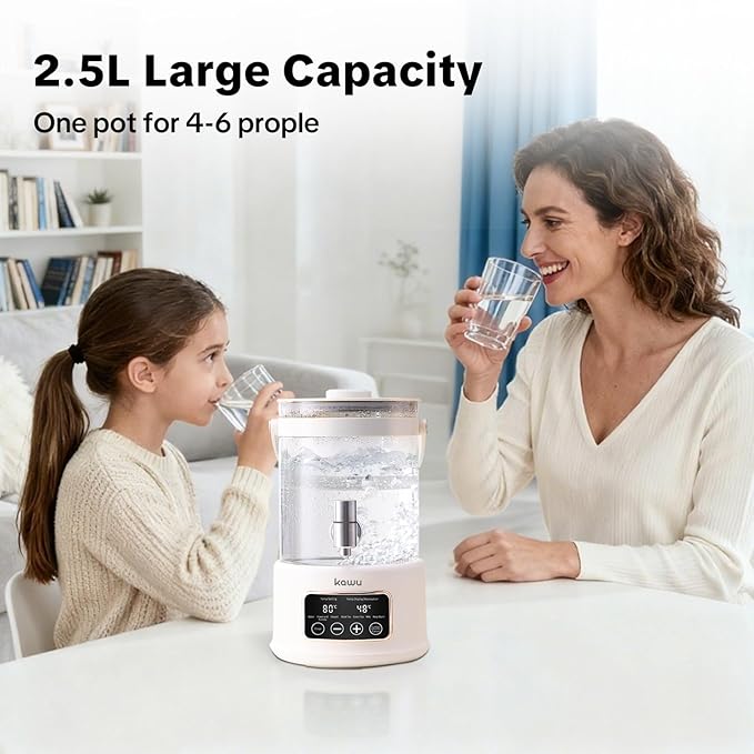 Kawu 2.5L Electric Water Boiler & Warmer, 7-in-1 Glass Tea Kettle with Temperature Control, 24H Keep Warm, Stainless Steel Spout Hot Water Dispenser for Tea, Coffee, BPA Free