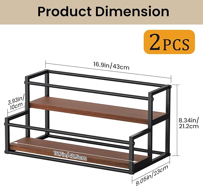 THYGIFTREE 2 Pack Liquor Bottle Display Shelf, 2 Tier Bar Shelf Stand, Countertop Liquor Rack Organizer for Home Bar Kitchen Whiskey Display - Image 4