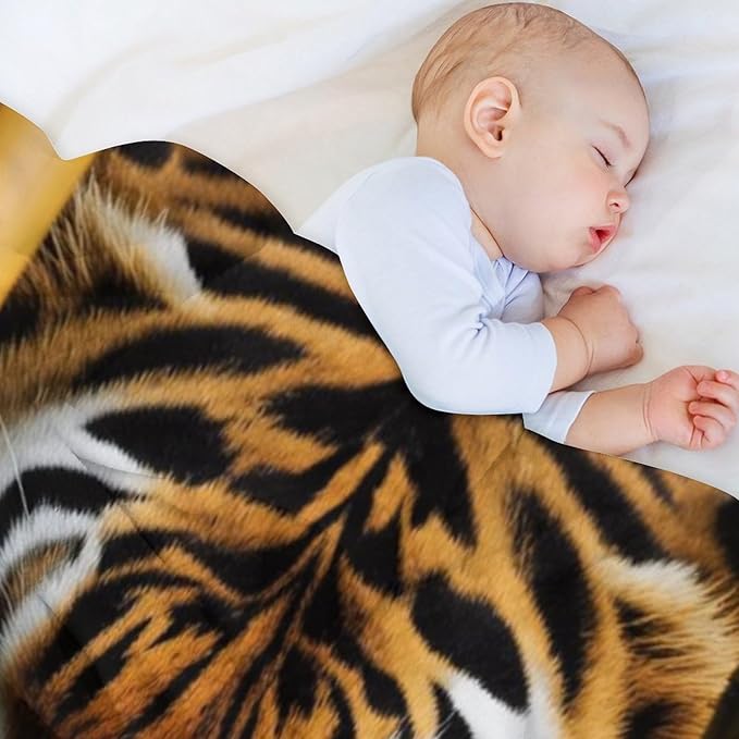 Beautiful Tiger Bamboo Eye Nose Super Soft Throw Blanket, Rustic Whisker Orange Flannel Fleece Decorative Throw for Sofa Couch Bedroom Decor Outdoor Use 40"x50"
