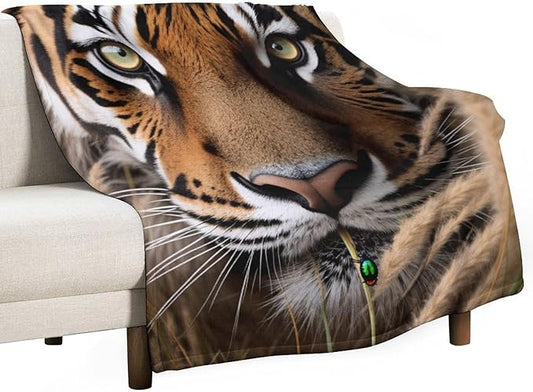 Beautiful Tiger Eye Grass Nose Super Soft Throw Blanket, Mystical Insect Brown Flannel Fleece Decorative Throw for Sofa Couch Bedroom Decor Outdoor Use 60"x80"