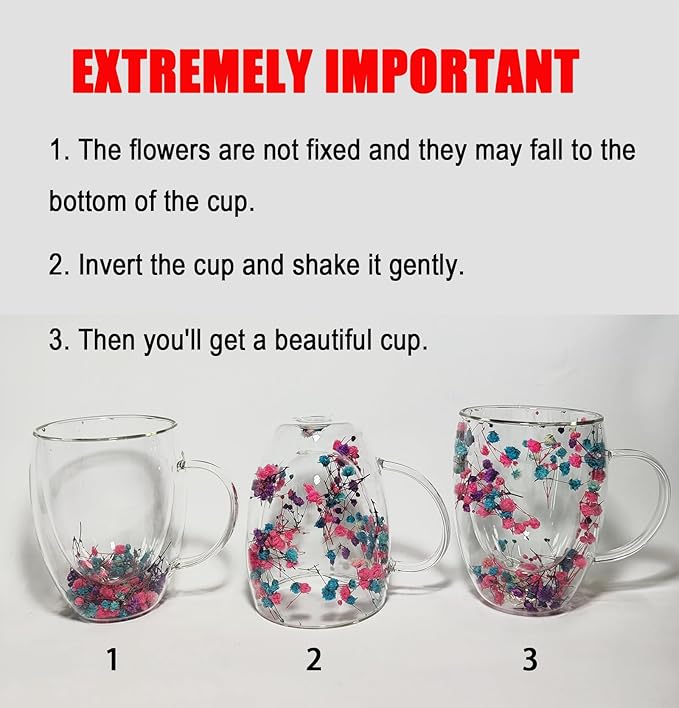 Double Wall Glass Coffee Mugs Set of 4 Espresso Cups for Cappuccino Tea Latte Cute Mug Insulated Glasses