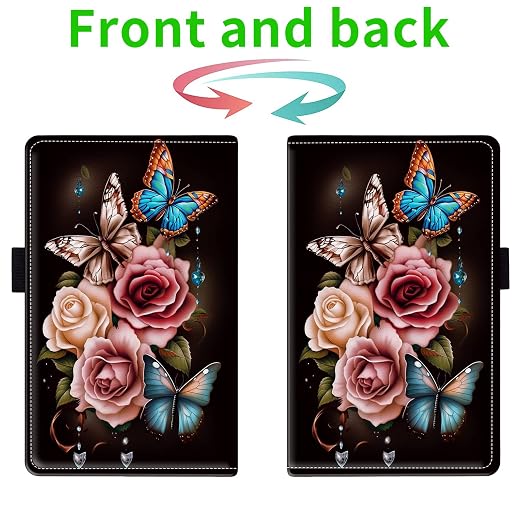 Server Books for Waitress, with 7 Large Pockets, Waiter Serving Book, Waitstaff Server Order Pads, Cute PU Leather Server Book with Pen Holder Fit Server Apron, Colorful Butterflies Rose - Image 2