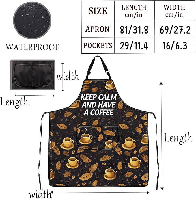 MNIGIU Barista Inspired Apron Coffee Lover Gift Keep And Have A Coffee Waterproof Apron With Pockets Drinkers Merch - Image 2