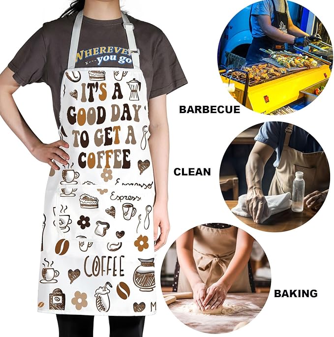JNIAP Coffee Barista Apron Coffee Shop Apron It's A Good Day To Get A Coffee Gifts Coffee Apron For Women Men