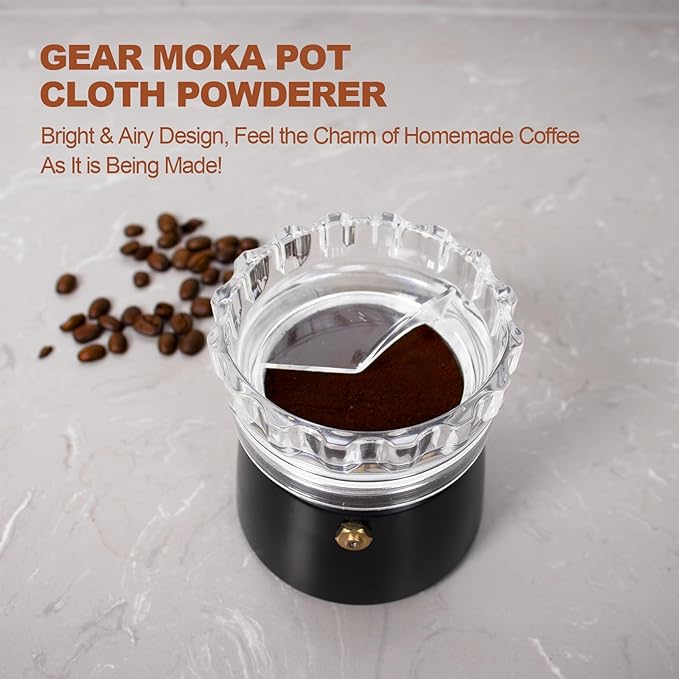 Moka Pot Dosing Funnel Transparent Mocha Dispenser Precise Volume Control Perfect Extraction Ratio for 3 Cup Aluminum Espresso Stovetop Coffeemaker-M65mm