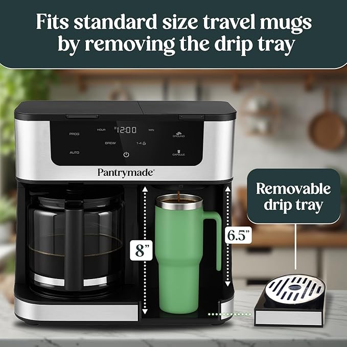Dual Brew Coffee Maker | 12 Cup Glass Carafe & Single Serve K-Cup Combo | Programmable Touchscreen Coffee Machine for Ground Coffee or Pods | Auto Shut-Off, Black