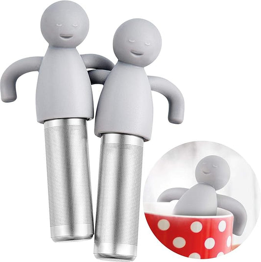 Hicarer 2 Pieces Tea Infuser for Loose Cute Fine Mesh Strainer Stainless Steel Tea Filter Ball Diffuser Steeper for Teacups Teapots (Gray)