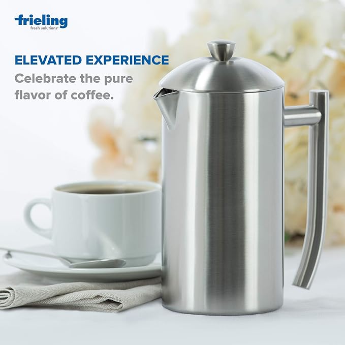 Frieling USA Double-Walled Stainless-Steel French Press Coffee Maker in Frustration Free Packaging, Brushed, 36 Ounces