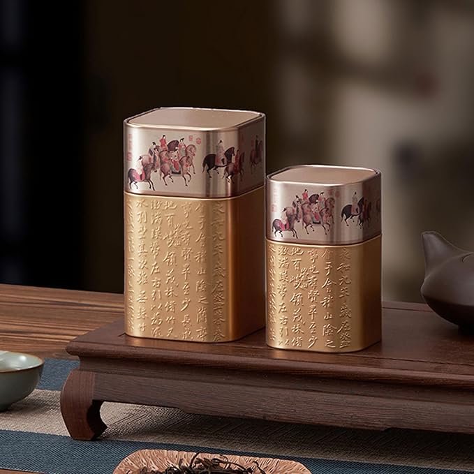 Tea Packagings Box Empty Tea Tin Can Square Tinplate Containers For Loose Tea Coffee Candy Cookie Spices Square Tinplate Can Tea Room Decoration Accessory, youth large / 11-13