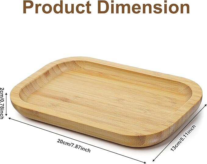Bamboo Bathroom Tray, 7.9 x 5.1 x 0.8 Inch Wooden Vanity Tray Bathroom Counter Tray for Home Toilet Tank Perfume Cotton Swabs Cosmetic Lotion Organizing