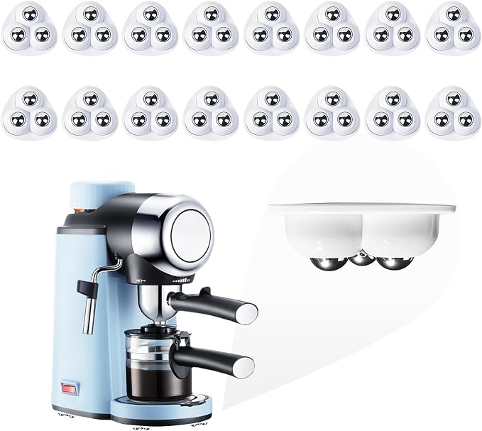 Self Adhesive Caster Wheels for Countertop - Furniture Sliders & Appliance Rollers for Kitchen, Coffee Machine, Blender, Oven (White, 16pcs) by Tasttin