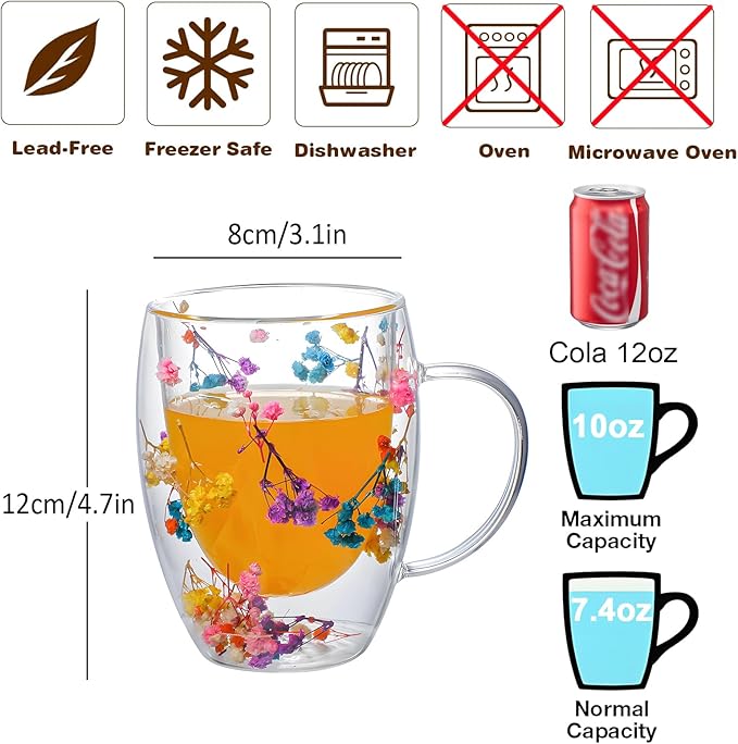 Double Walled Coffee Mugs Glass Cups Wedding Anniversary Registry Gifts for Women Bridesmaid Engagement Gifts for Couples 2025