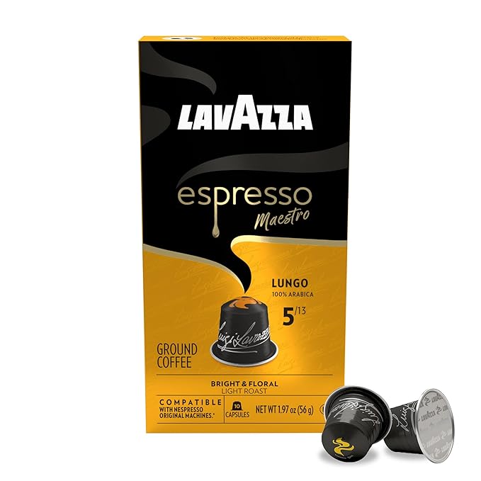 Lavazza Avvolgente Lungo Dark Roast Capsules Compatible with Nespresso Original Machines (Pack of 60) ,Value Pack, Blended and roasted in Italy, Full bodied with velvety, rounded flavor