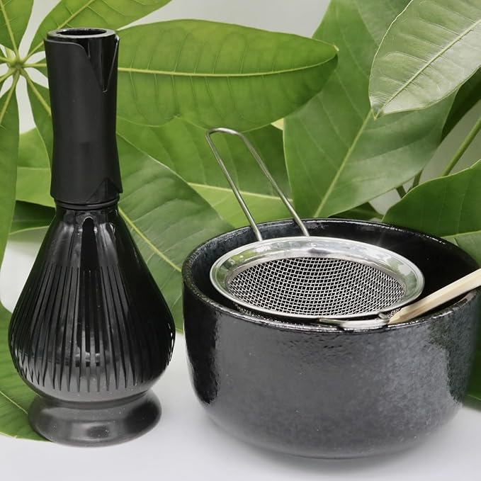 Traditional Matcha Whisk Reusable Resin Matcha Whisk Chasen Dishwasher Safe Matcha Stirrer Matcha Green Tea Powder Preparation Prepare Japanese Matcha Tea (Z_Black)