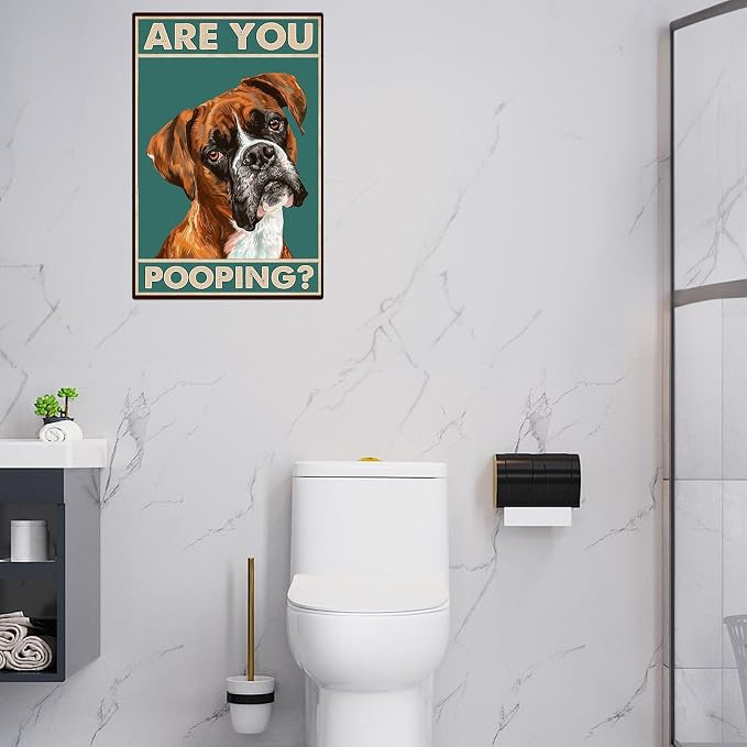 Dog Metal Signs Boxer Are You Pooping Funny Tin Sign Vintage Wall Decor for Bathroom Toilet Restroom Yard 8×12 Inches - Image 5