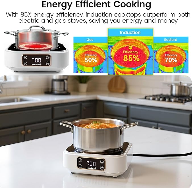 Moka Pot Coffee Maker 4 Cup with Mini Induction Cooktop - Stainless Steel Stovetop Espresso Maker Set 700W 120V Portable Burner for RV Travel Kitchen