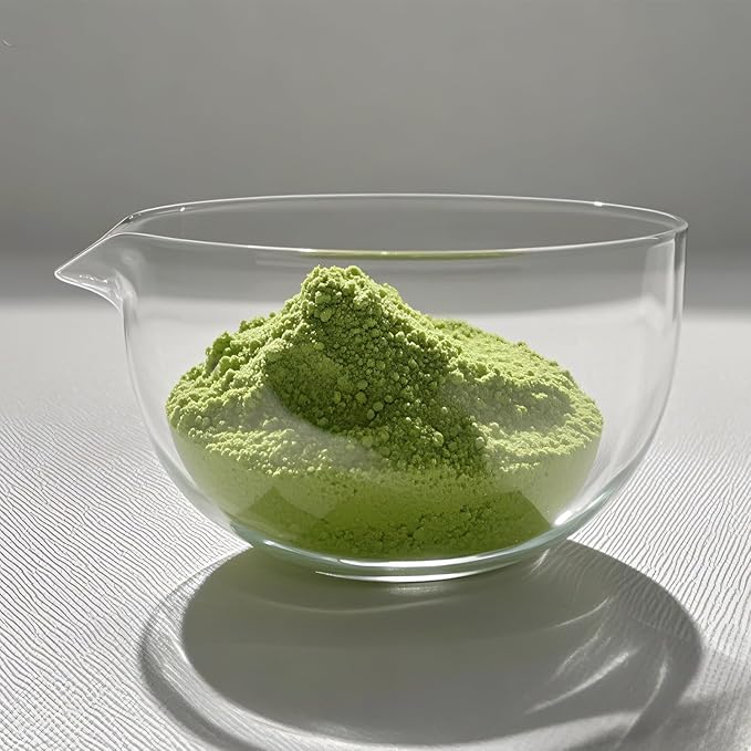Glass Matcha Bowl With Spout,1 Pack Handmade Clear Glass Chawan Matcha Green Tea Whisk Bowls,Japanese Style Cute Salad Mixing Bowl Cup