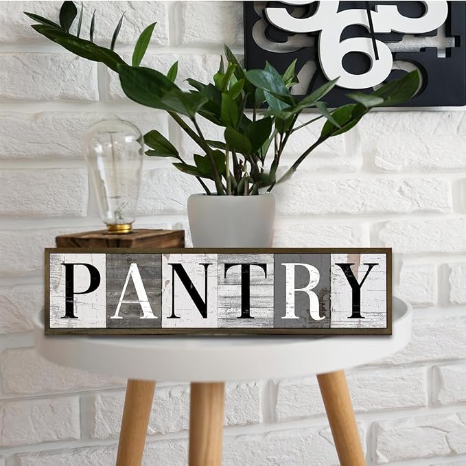 Farmhouse Pantry Signs, Rustic Hanging Wood Sign, Kitchen Wall Art, Pantry Room Decor for Table Shelf, Vintage Home Decor Accent, Housewarming Gifts, Decorative Wooden Plaques 17.8x4x1.2 inches - Image 4