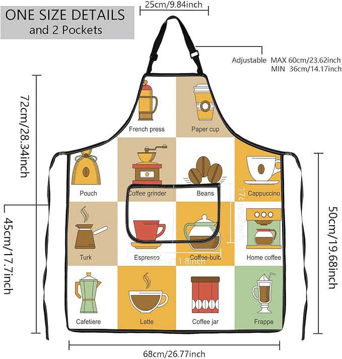 MBMSO Coffee Barista Apron with Pockets Coffee Aprons for Barista Gifts Cafe Aprons for Coffee Drinkers Coffee Lovers Gifts - Image 2