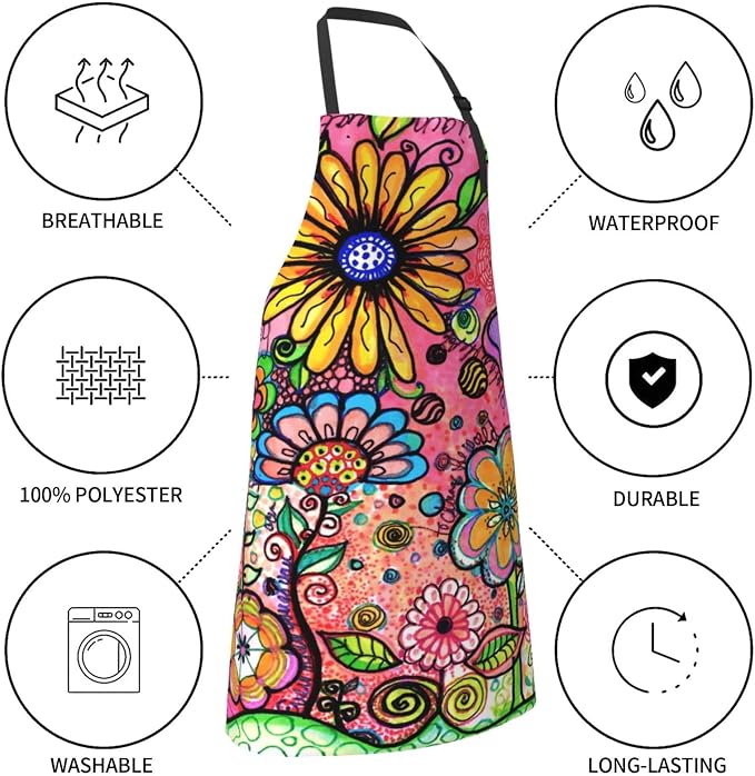 Perinsto Waterproof Apron With 2 Pockets Kitchen Chef Aprons Bibs For Cooking Baking Painting Gardening Grooming - Image 5
