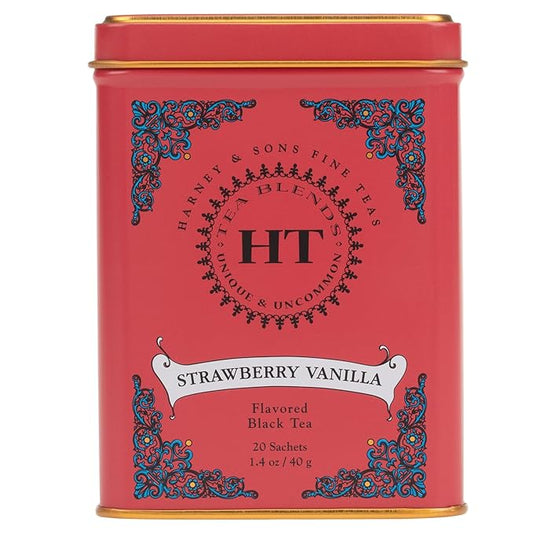 Harney & Sons Strawberry Vanilla, Flavored Black Tea, HT Line, 20 sachets