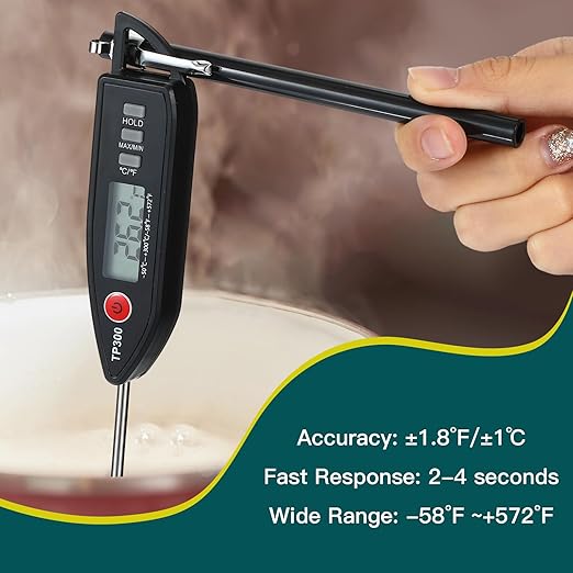 12 Set Waterproof Food Thermometer for Water, Liquid, Candle and Cooking Digital Meat Thermometer with Long Probe Instant Read for Kitchen BBQ Grill Candy (Black)