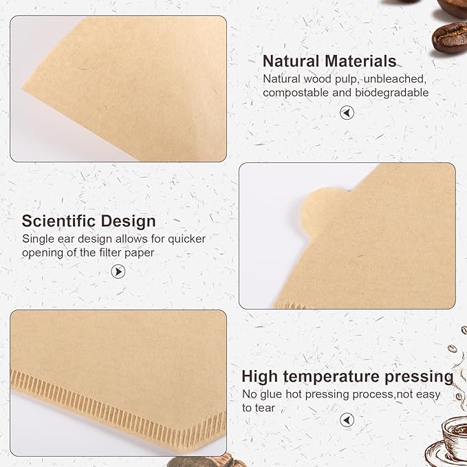 360 Count #4 Cone Coffee Filters 8-12 Cups, Disposable Natural Coffee Filters 4 Cone Paper Unbleached 4 Filters Paper Compatible with Ninja, Drip and Pour Over Coffee Maker