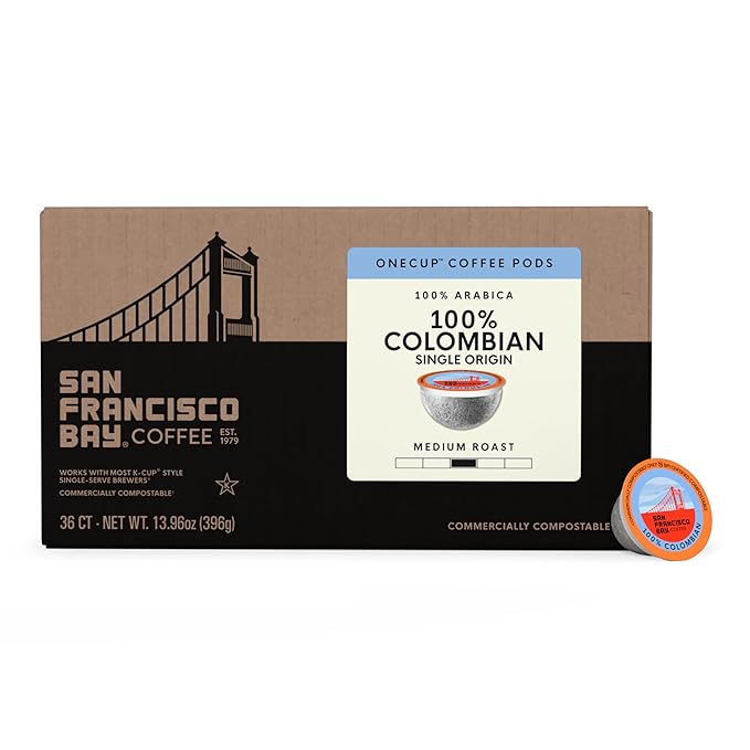 San Francisco Bay Compostable Coffee Pods - 100% Colombian (80 Ct) K Cup Compatible including Keurig 2.0, Medium Roast