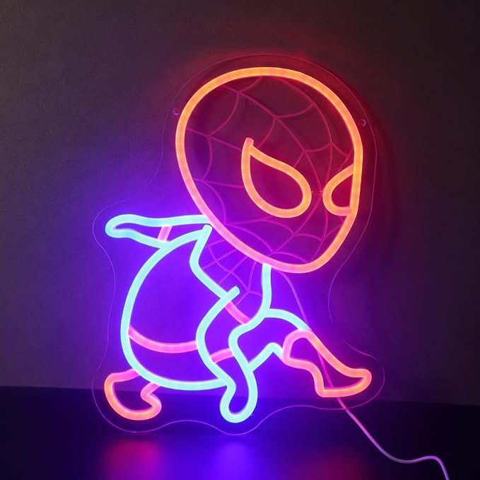 "Spidey Sense" Neon Light - LED Spider Light Wall Art for Game Room, Dorm, Kids Room or Comic Fan Decor, Dimmable USB, Awesome Gift for Anime Movie Fans by Nordstylee