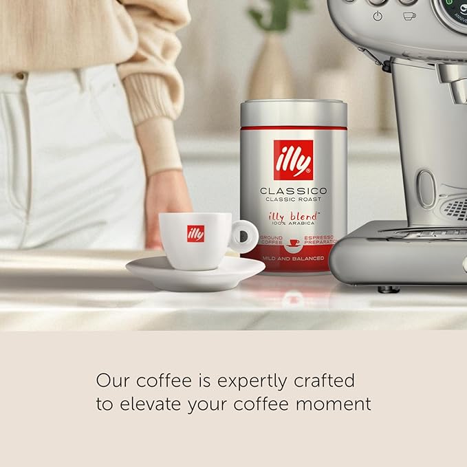 illy Intenso Ground Espresso Coffee, Bold Roast, Intense, Robust and Full Flavored With Notes of Deep Cocoa, 100% Arabica Coffee, No Preservatives, 8.8 Ounce Can (Pack of 1)