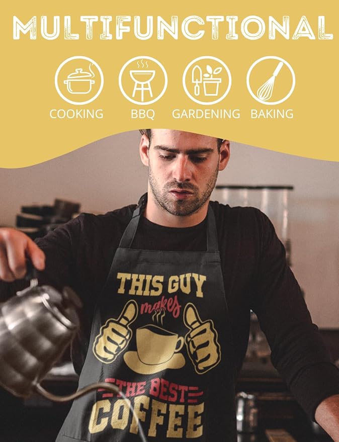 InnoBeta Barista Gifts for Men & Women, Funny Coffee Apron with Pockets and Adjustable Neck Strap