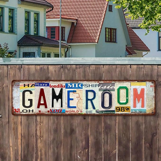 Saraheve Vintage Metal Game Room Decor Sign - 16x4" License Plate Style Wall Art - Easy to Hang Gaming Room Accessories & Decor Gift for Teen Boy Room and Man Cave - Image 4