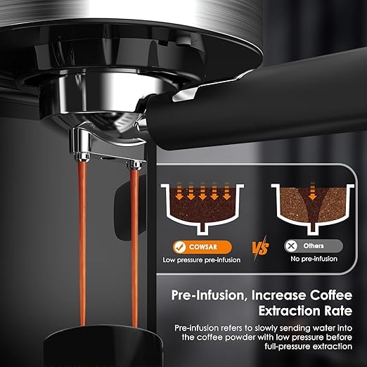 COWSAR Commercial Espresso Machine 20 Bar, Compact Espresso Maker with Milk Frother Steam Wand, Expresso Coffee Machines with 45 OZ Removable Water Tank for Cappuccino, Latte, Home
