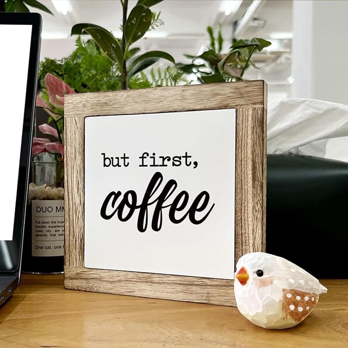 But First Coffee Decor Set - Wooden Box Signs for Home, Kitchen & Dining Room - Rustic Tabletop Decor for Coffee Lovers - Image 6
