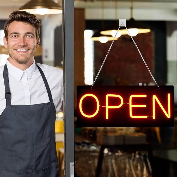 Led Open Signs for Business,Open and Close Double sided Witching,Powered by 5V USB, And Adjustable Bright,Neon Sign for Storefront Window Glass Door Shop Store Florists Bar 15.7'' X 7''